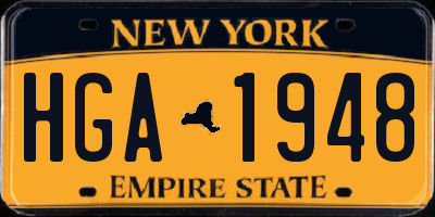 NY license plate HGA1948