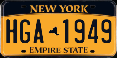 NY license plate HGA1949