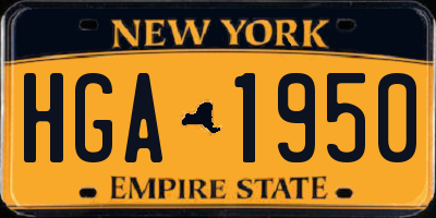 NY license plate HGA1950