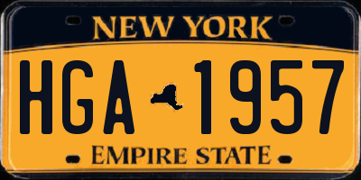 NY license plate HGA1957