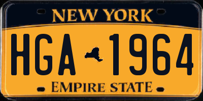 NY license plate HGA1964