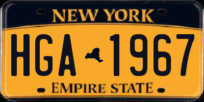 NY license plate HGA1967