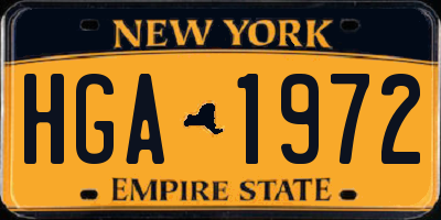 NY license plate HGA1972