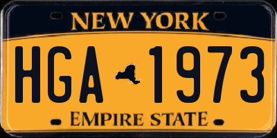 NY license plate HGA1973