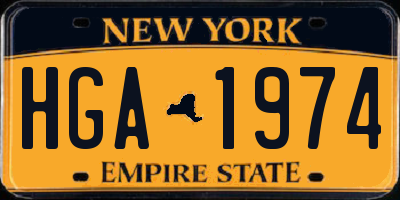 NY license plate HGA1974