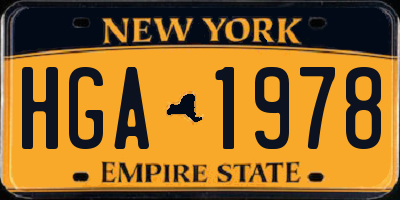 NY license plate HGA1978