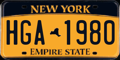 NY license plate HGA1980