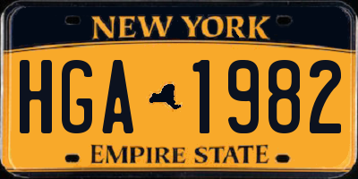 NY license plate HGA1982