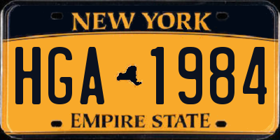 NY license plate HGA1984