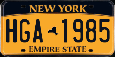 NY license plate HGA1985