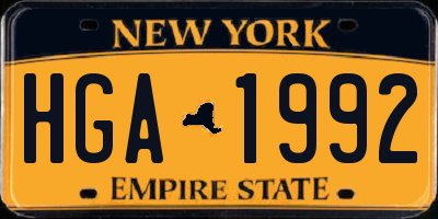 NY license plate HGA1992