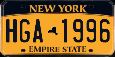NY license plate HGA1996
