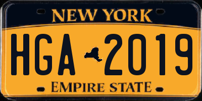 NY license plate HGA2019