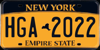 NY license plate HGA2022
