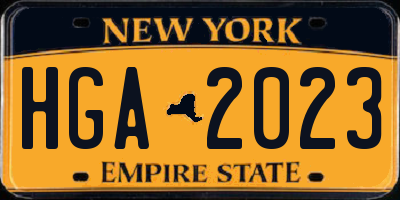 NY license plate HGA2023