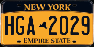 NY license plate HGA2029