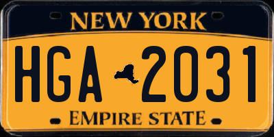 NY license plate HGA2031