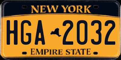 NY license plate HGA2032