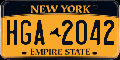 NY license plate HGA2042
