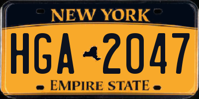NY license plate HGA2047