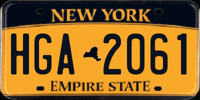 NY license plate HGA2061