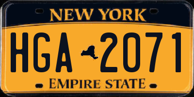 NY license plate HGA2071