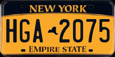 NY license plate HGA2075