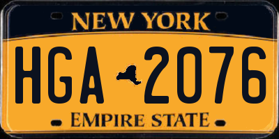 NY license plate HGA2076