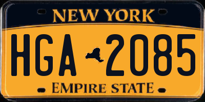 NY license plate HGA2085