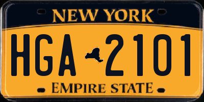 NY license plate HGA2101