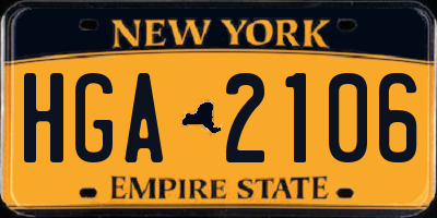 NY license plate HGA2106