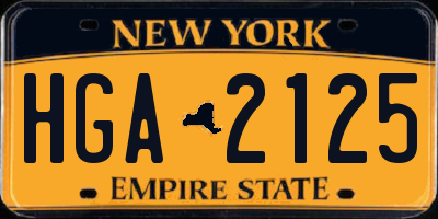NY license plate HGA2125