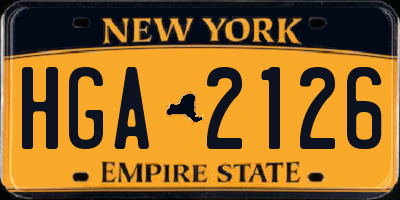 NY license plate HGA2126