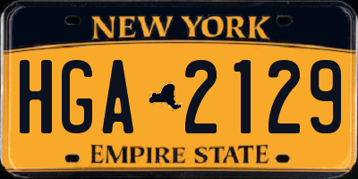 NY license plate HGA2129