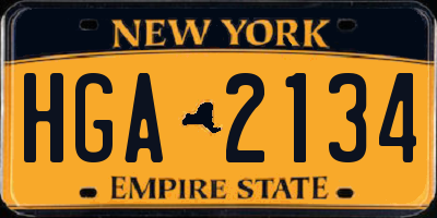 NY license plate HGA2134