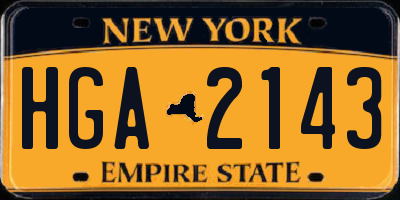 NY license plate HGA2143