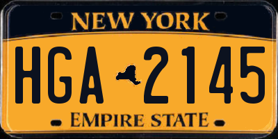NY license plate HGA2145