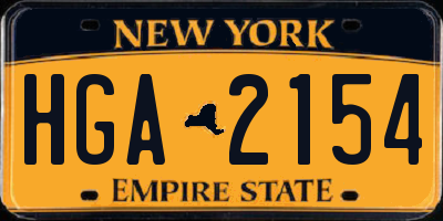 NY license plate HGA2154