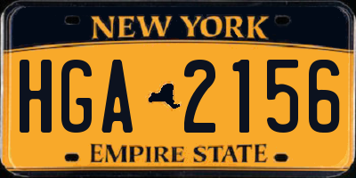 NY license plate HGA2156