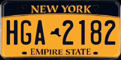 NY license plate HGA2182