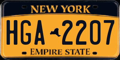 NY license plate HGA2207
