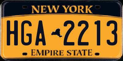 NY license plate HGA2213