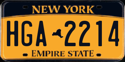 NY license plate HGA2214