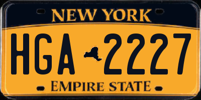 NY license plate HGA2227