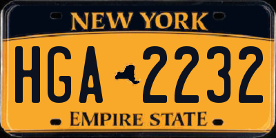 NY license plate HGA2232