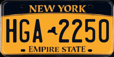 NY license plate HGA2250