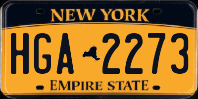 NY license plate HGA2273