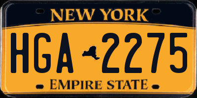 NY license plate HGA2275