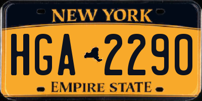 NY license plate HGA2290