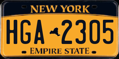 NY license plate HGA2305